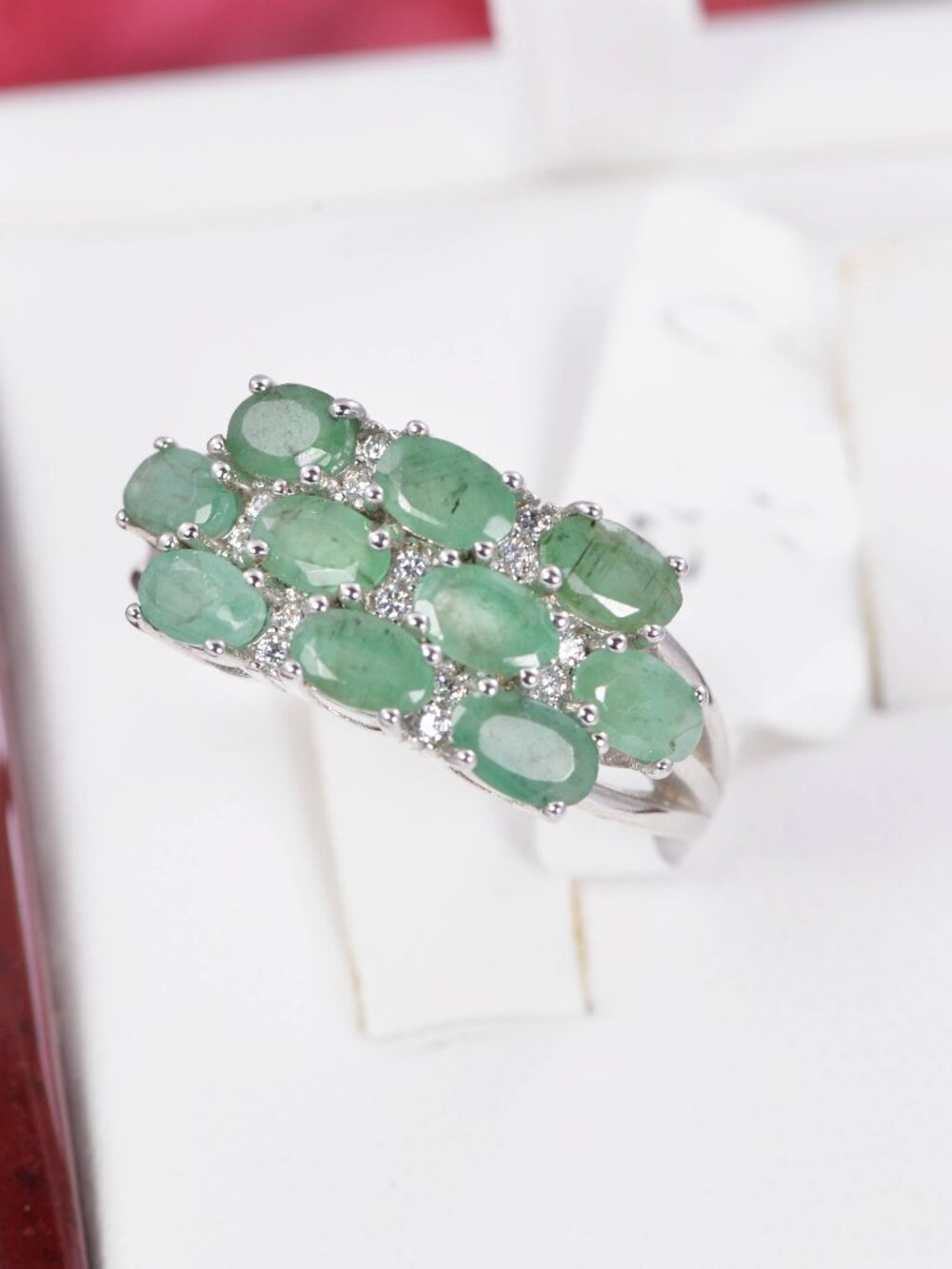 Natural Emerald Ring Real 925 Sterling Silver
